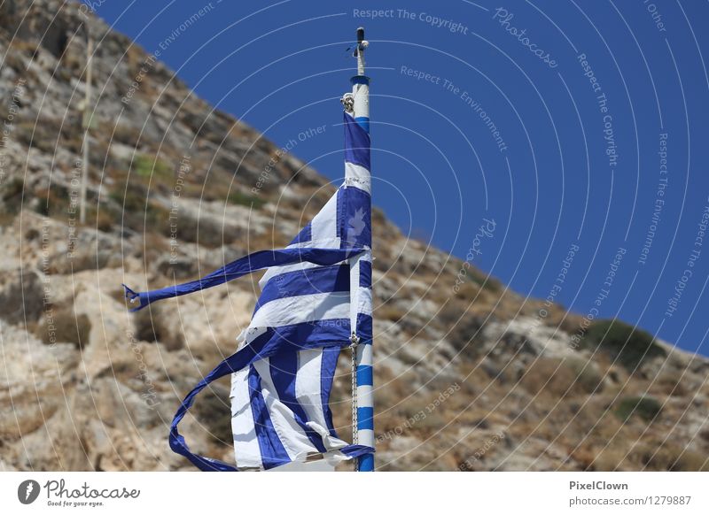 Griechenland Stil Freude Ferien & Urlaub & Reisen Tourismus Kreuzfahrt Sommerurlaub Sonne Meer Landschaft Horizont Insel Schifffahrt Zeichen blau weiß Stimmung