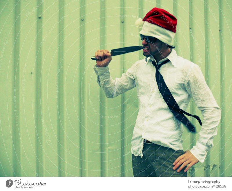 Osterschmaus Weihnachtsmann Weihnachten & Advent Nikolausmütze Mütze Hemd Krawatte Anzug schick Sonnenbrille fletschen Küche Koch Zahnstocher Zahnpflege