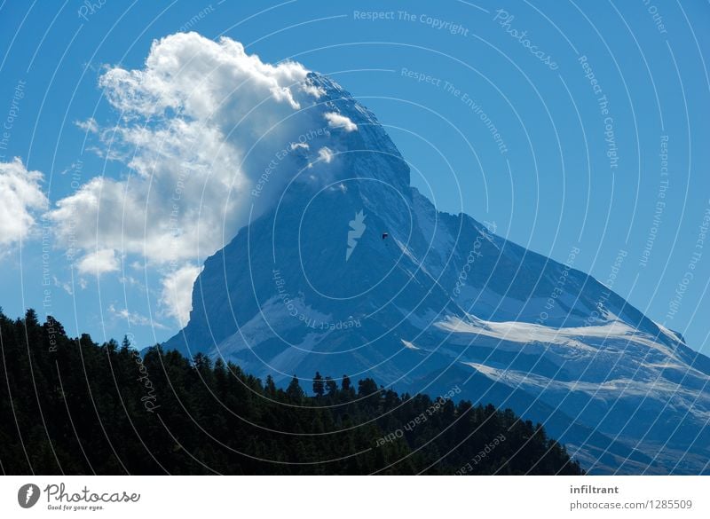 Erste Wolken am Matterhorn Freiheit Sommerurlaub Berge u. Gebirge wandern Gleitschirmfliegen Natur Landschaft Himmel Schönes Wetter Felsen Alpen Gipfel