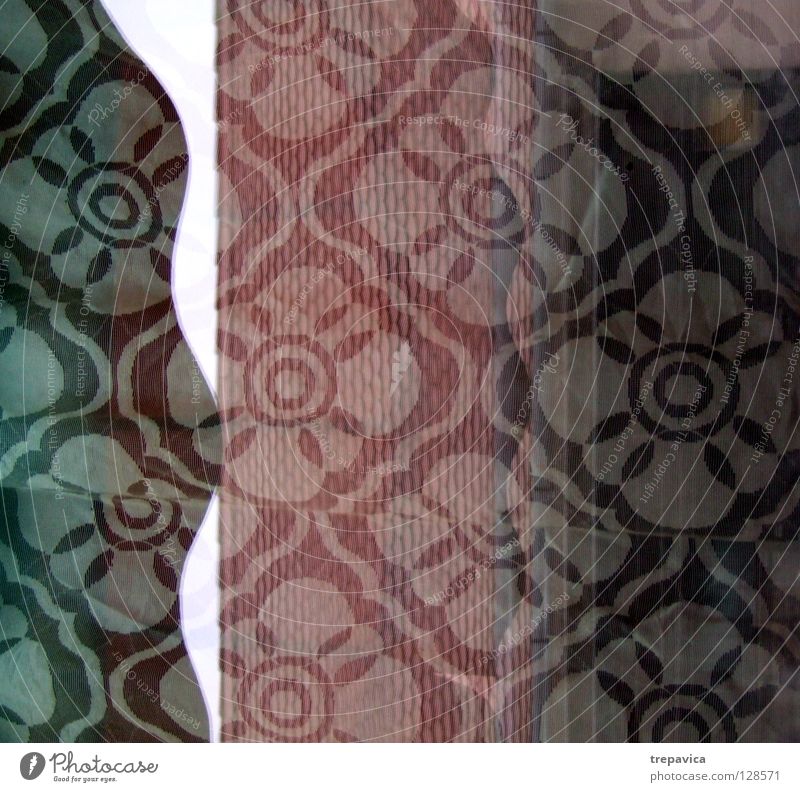 muster mehrfarbig Siebziger Jahre Tapete retro Muster grün rot weiß Hintergrundbild Fenster Dekoration & Verzierung Stoffmuster Gardine Blume Farbe pattern