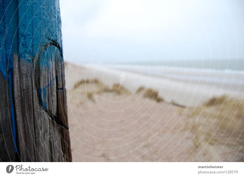 Bessere Hälfte Holz Strand Romantik Trennung Herz Sand Stranddüne