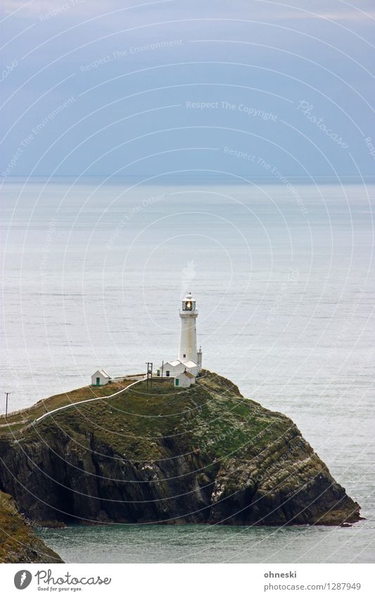 Lighthouse Felsen Küste Meer Insel Anglesey Wales Leuchtturm Zeichen Fürsorge Horizont Kommunizieren Überwachung Vertrauen Ziel Wegweiser Farbfoto