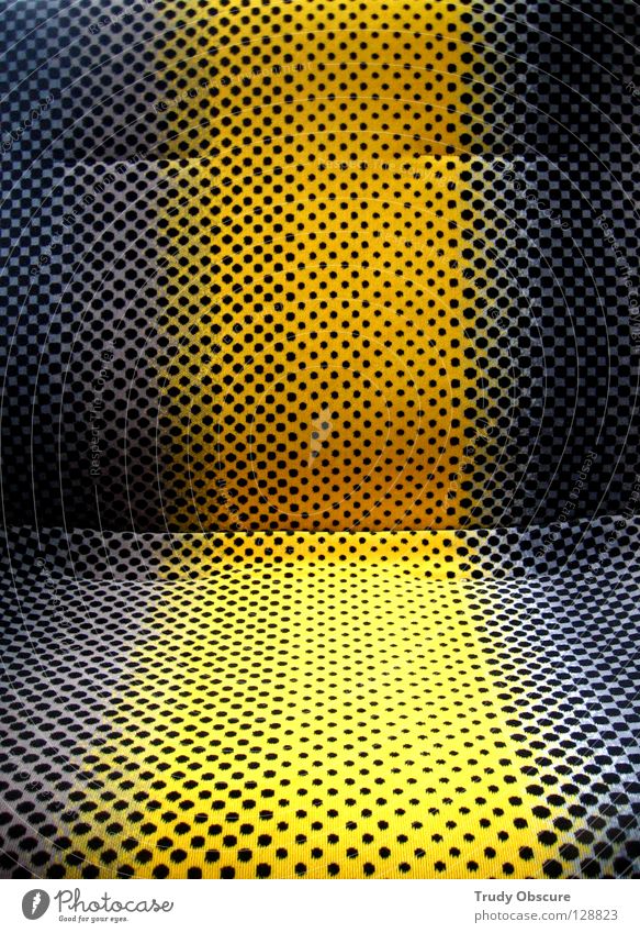 take you on a cruise II S-Bahn Straßenbahn Platz Sitzgelegenheit Stoff Muster Motivation gelb grau schwarz Originalität Siebziger Jahre Langeweile Verkehr