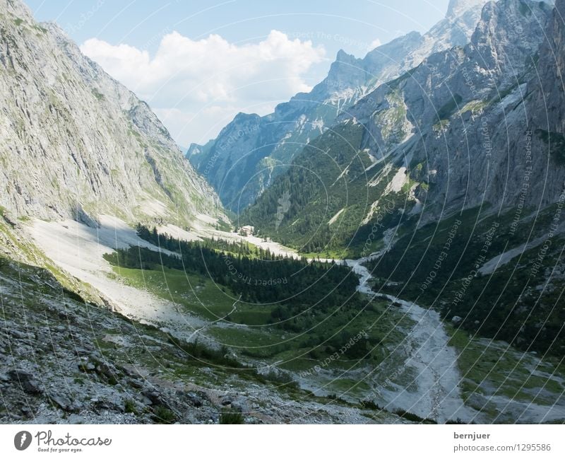 Reintal Sport Bergsteigen wandern Natur Landschaft Pflanze Luft Wolken Sommer Schönes Wetter Baum Alpen Berge u. Gebirge Gipfel gehen schön grau grün Fernweh