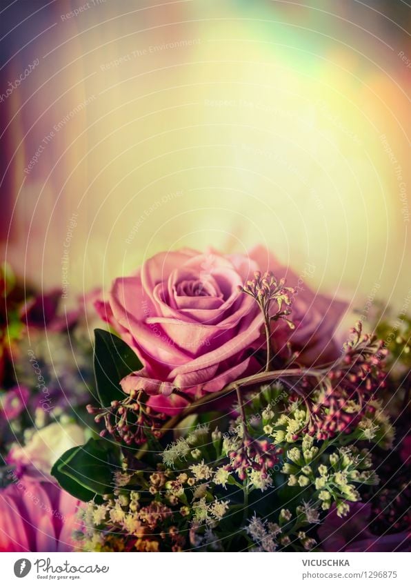 Blumenstrauß mit Rose in herbstfarben Lifestyle Stil Design Feste & Feiern Valentinstag Geburtstag Natur Pflanze Liebe retro rosa Romantik Hintergrundbild