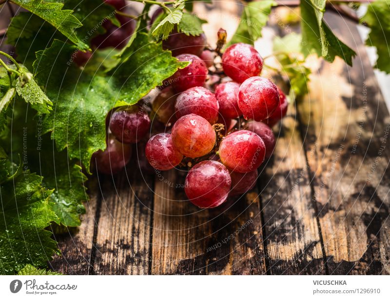 Weintrauben ernten Lebensmittel Frucht Ernährung Bioprodukte Vegetarische Ernährung Diät Saft Stil Design Gesunde Ernährung Garten Tisch Natur Blatt Holztisch