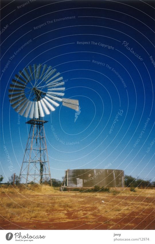 Wasserpumpe Australien Outback Stahl Ferien & Urlaub & Reisen Windkraftanlage Reservoir blau Turm Tank