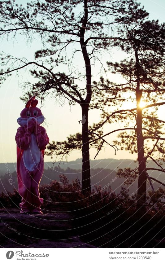 Ostern in der Natur I Kunst Kunstwerk ästhetisch Hase & Kaninchen Hasenohren Hasenjagd Hasenzahn Hasenpfote Außenaufnahme Freude rosa Kostüm Plüsch weich süß
