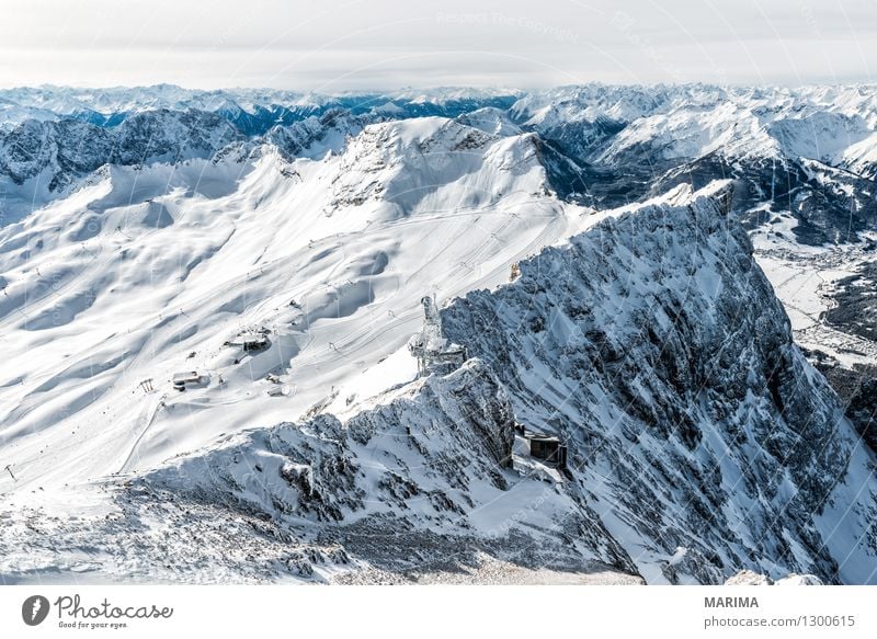 wondervoll winter day on the Zugspitze Ferien & Urlaub & Reisen Tourismus Freiheit Sonne Winter Berge u. Gebirge Natur Landschaft Wolken Felsen Alpen