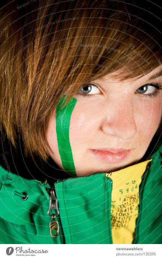 grün. Jacke Silhouette Linie gelb Jugendliche Profil Gesicht Haare & Frisuren blau