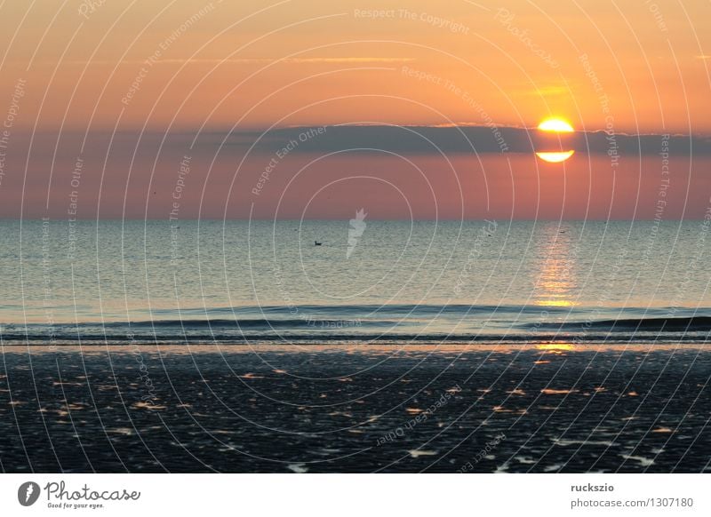 Sonnenuntergang, Abendrot, Abend; Meer Wellen Landschaft Wasser Wolken See Stimmung Abenddämmerung Himmelskörper & Weltall Eindruck Lichteffekt Strahlen