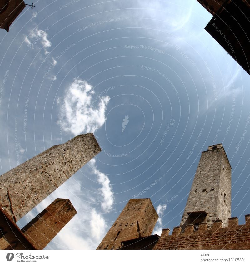 In den Himmel bauen San Gimignano Italien Toskana Kleinstadt Stadtzentrum Altstadt Haus Hochhaus Religion & Glaube Dom Palast Platz Turm Bauwerk Gebäude
