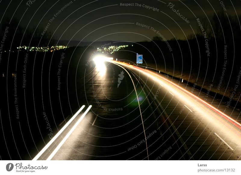 sauerlandlinie bei nacht 5 Autobahn Nacht Langzeitbelichtung Licht Geschwindigkeit Verkehr