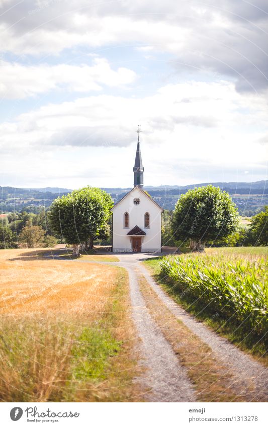 Kapelle Umwelt Natur Landschaft Frühling Sommer Herbst Schönes Wetter Feld natürlich grün Religion & Glaube Farbfoto Außenaufnahme Menschenleer Tag Weitwinkel