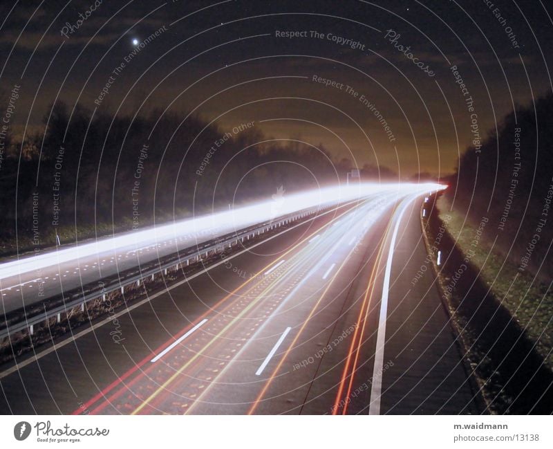 A45, bei Nacht, 2 Langzeitbelichtung Autobahn Geschwindigkeit Licht Verkehr Dynamik
