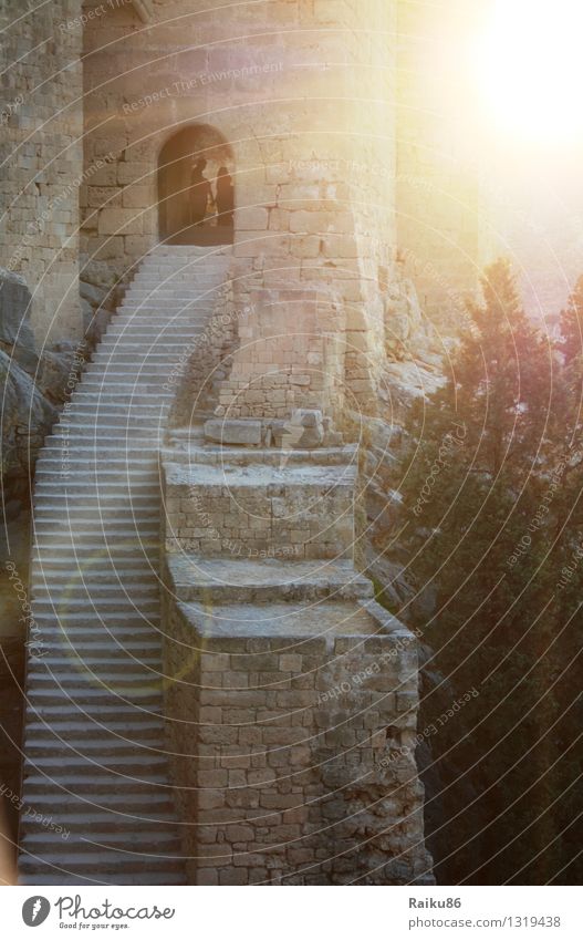 Akropolis von Lindos Ferien & Urlaub & Reisen Ausflug Ferne Sightseeing Sommer Sommerurlaub Sonne Kultur Dorf Kleinstadt Altstadt Burg oder Schloss Ruine