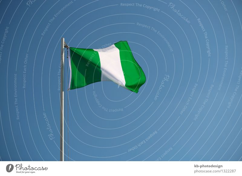 Nigerian flag in front of blue sky in the wind Ferien & Urlaub & Reisen Tourismus Ferne Business Wind Fahne nation Africa news Nationalitäten u. Ethnien