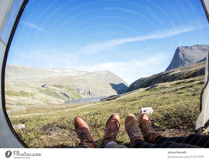 Norwegen - Rondane Ferien & Urlaub & Reisen Ausflug Abenteuer Ferne Freiheit Expedition Camping Berge u. Gebirge wandern Beine Fuß 2 Mensch Umwelt Natur Himmel