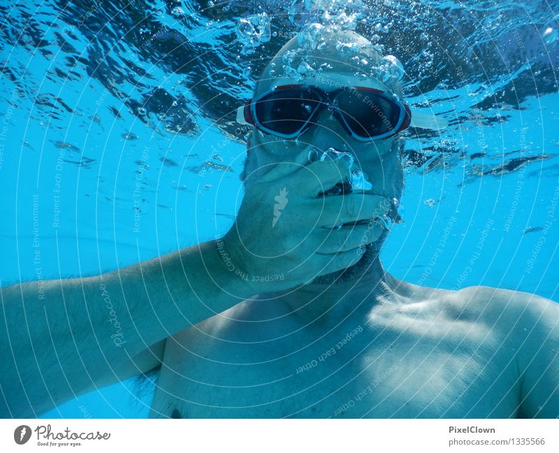 Panik Lifestyle Stil Gesundheit sportlich Wellness Schwimmbad Schwimmen & Baden Ferien & Urlaub & Reisen Sommerurlaub Meer Sport tauchen maskulin Körper 1