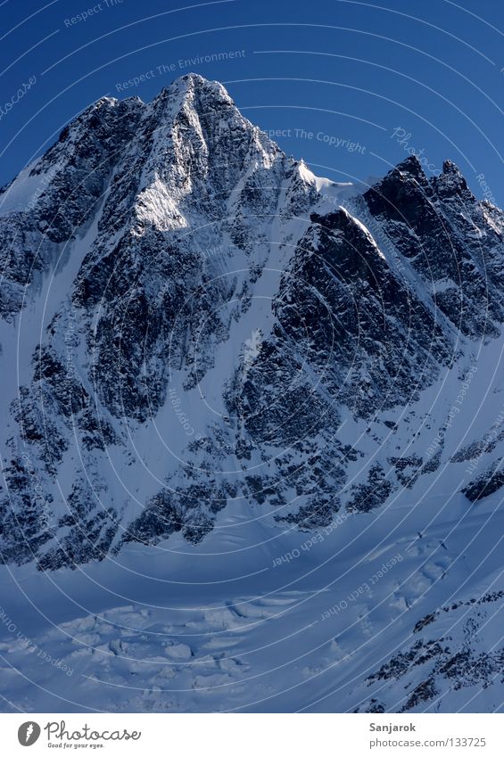 Großglockner Österreich Gipfel Winter Hochgebirge Berge u. Gebirge schön Schnee Felsen Blauer Himmel Steilwand Schneebedeckte Gipfel steil