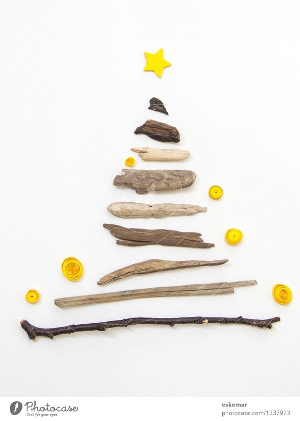Weihnachten romantisch Feste & Feiern Weihnachten & Advent Weihnachtsbaum Postkarte Baum Schreibwaren Papier Holz Zeichen Stern (Symbol) ästhetisch authentisch