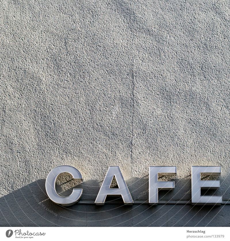 Im Cafe, Kaffee trinken Café Bohnen Buchstaben Wand Schilder & Markierungen Fassade Putz Schriftzeichen aromatisch genießen A E