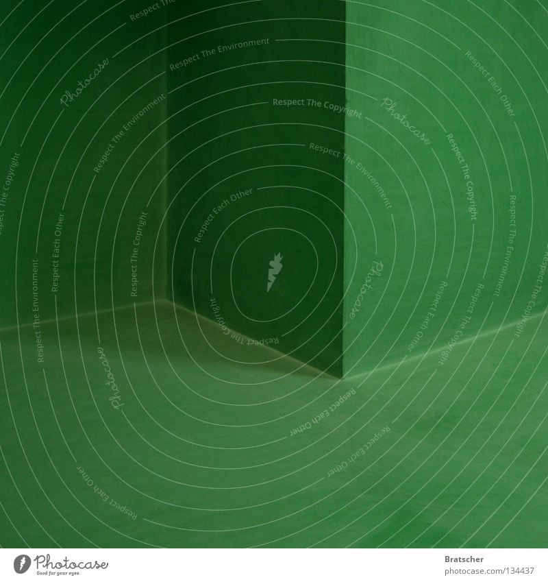Optische Täuschung abstrakt Ecke grün Wand dreidimensional Bodenbelag Schwindelgefühl Konzentration Club Schatten in die Ecke Decke Escher Irritation
