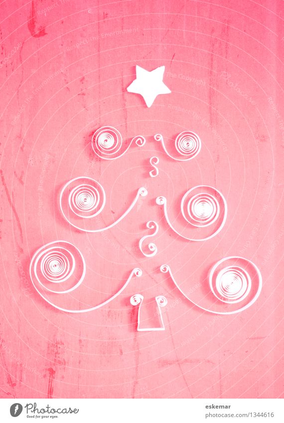 Weihnachten poetiscch Basteln Quilling Origami Weihnachten & Advent Weihnachtsbaum Postkarte Baum Papier ästhetisch trendy schön rosa weiß Kreativität Farbfoto
