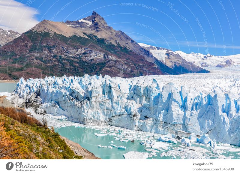 Seitenansicht von Perito Moreno Glacier, Argentinien Ferien & Urlaub & Reisen Tourismus Schnee Berge u. Gebirge Umwelt Natur Landschaft Park Gletscher See wild