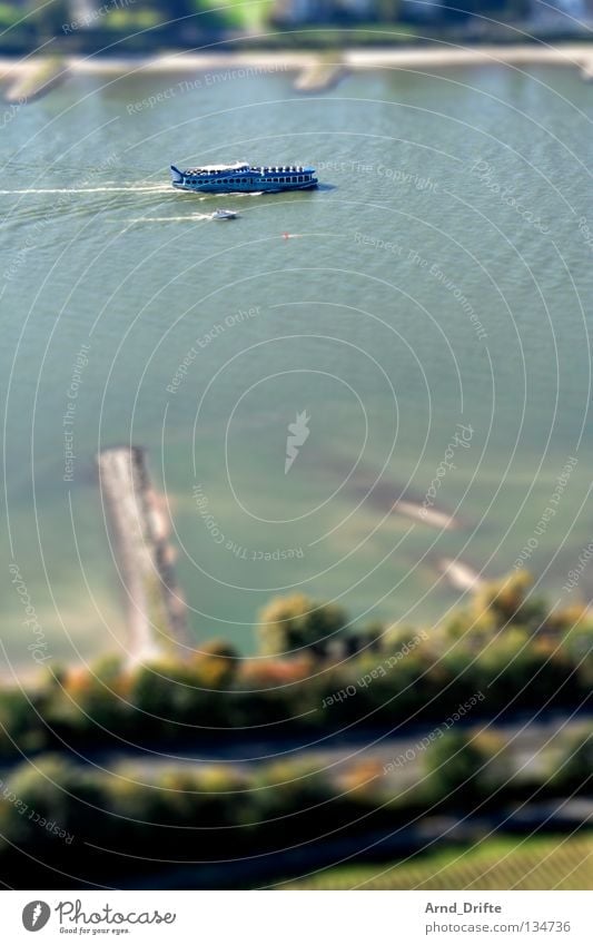 Mini-Rhein Tilt-Shift klein Miniatur Vogelperspektive Drachenfels Fluss Bach Muster Surrealismus modelbaulandschaft miniaturlandschaft miklos gaal Wasser