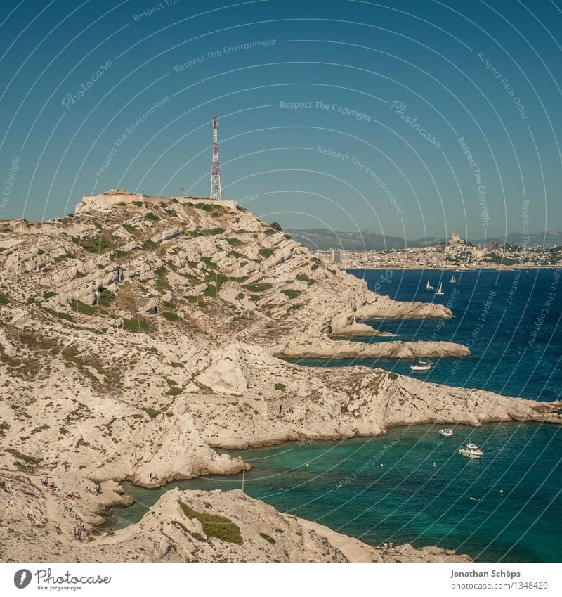 Îles de Marseille IX Umwelt Natur Landschaft Wolkenloser Himmel Sommer Schönes Wetter Küste Bucht Meer Insel Ferne Frankreich Südfrankreich Süden Wärme Felsen