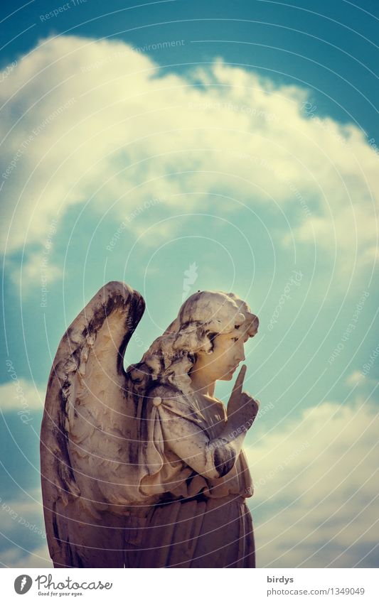 Pssst..... feminin Kunst Skulptur Himmel Wolken Engel ästhetisch retro Macht Volksglaube Partnerschaft Erwartung Glaube Religion & Glaube Kommunizieren Moral