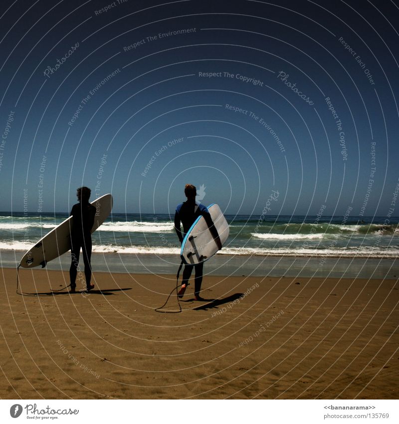 surfin' USA Strand Surfbrett Wellen Horizont Sommer Wassersport Funsport Himmel Wetsuit Ocean Ferne blau San Diego County Pacific Beach Surfen