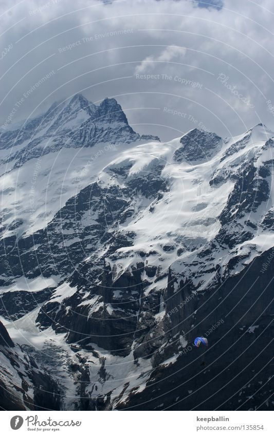 Hoch in den Lüften Gleitschirmfliegen Gletscher Wolken Spielen Schweiz Berge u. Gebirge Extremsport Eis Schnee