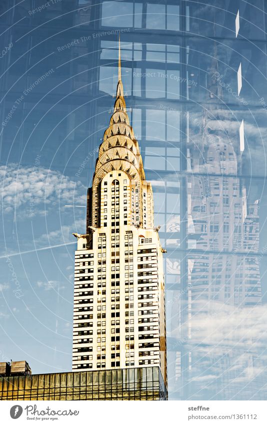 Bedeutungsebenen Schönes Wetter Manhattan New York City USA Stadt Skyline Hochhaus Wahrzeichen Doppelbelichtung elegant Chrysler Building Art deco