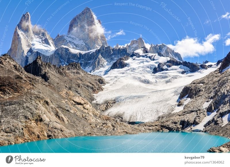 Der Agoon, Fitz Roy Walk, El Chalten, Patagonien, Argentinien Schnee Berge u. Gebirge wandern Klettern Bergsteigen Natur Landschaft Himmel Park Felsen Gletscher