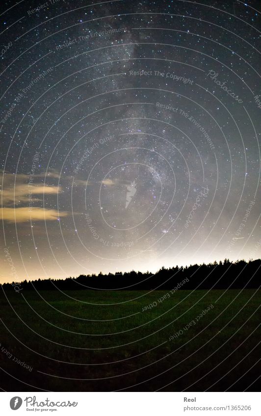 Milchstraße Umwelt Natur Landschaft Urelemente Himmel Wolkenloser Himmel Nachthimmel Stern Horizont Herbst Wiese dunkel gigantisch Unendlichkeit Nachtaufnahme