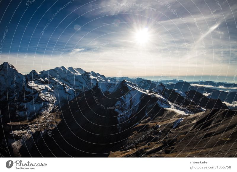 Schweizer Alpen Sonnenuntergang Umwelt Natur Landschaft Urelemente Erde Luft Himmel Wolkenloser Himmel Sonnenaufgang Sonnenlicht Herbst Klima Wetter