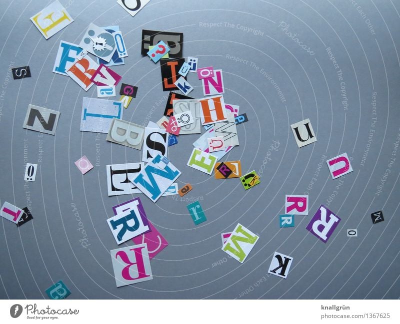 Leg los! Schriftzeichen Kommunizieren eckig mehrfarbig grau Inspiration Kreativität Lateinisches Alphabet Großbuchstabe Farbfoto Studioaufnahme