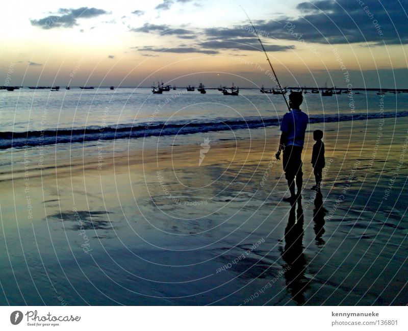 Fishing Bali Sonnenuntergang Freizeit & Hobby Siluet Indonesia Jimbaran Bay Father clouds dawn