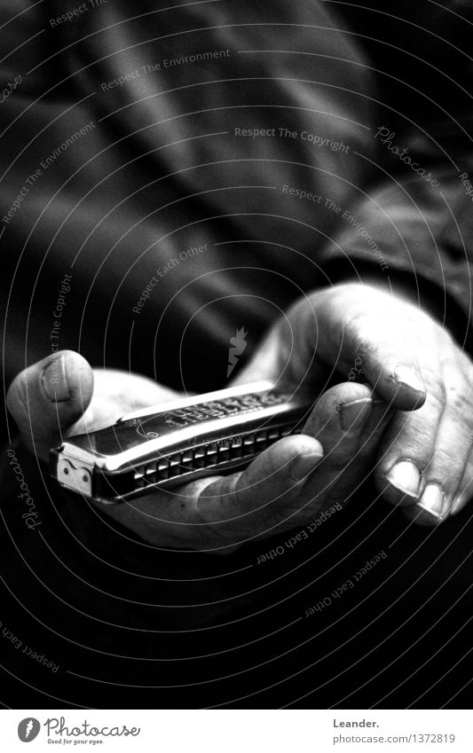 Mundharmonika in der Hand II Musik festhalten Musik hören Stimmung Vorsicht Interesse Liebeskummer Erfolg Idee Identität einzigartig innovativ Inspiration Scham