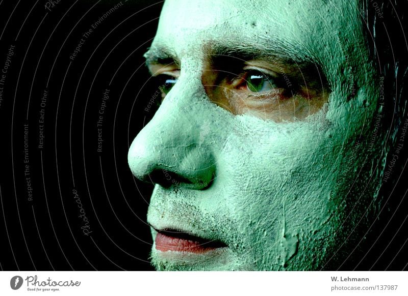 Maske 2 grün Nase Mund Auge Lippen matschig Physik Glätte rot Gesichtsmaske Grüner Daumen Grüne Mauer Grüne Tonne Der Grüne Punkt Mann Vergänglichkeit Wärme
