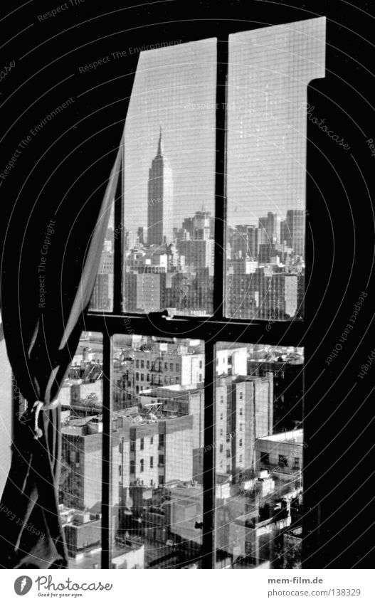 panoramablick durch ein öffentliches fenster... New York City Manhattan Empire State Building New York State Vogelperspektive Sommer Haus Hochhaus Stadt groß