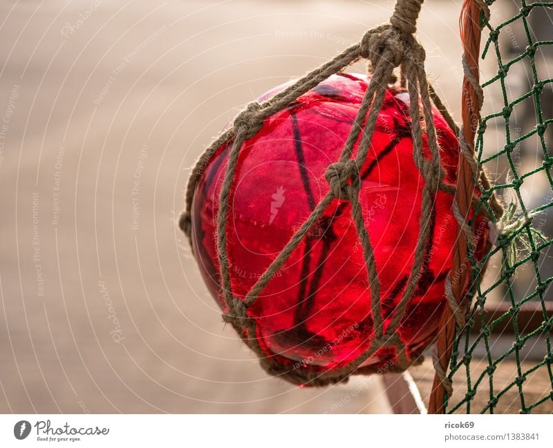 Kugel Dekoration & Verzierung Seil Schifffahrt Netz maritim rot Business Farbe Tradition Glaskugel Fischereiwirtschaft Farbfoto mehrfarbig Außenaufnahme