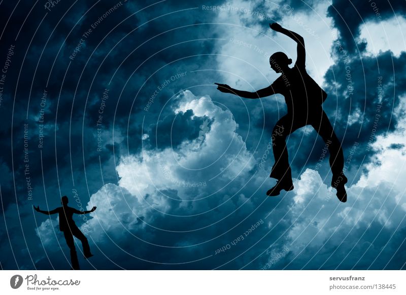 Tanz in den Wolken Schweben Freude Tanzen Tänzer Himmel Fantasygeschichte blau Silhouette