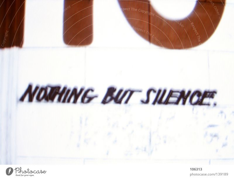 nothing but silence. ruhig Schilder & Markierungen rot weiß graphisch RGB Projekt Schriftzeichen Typographie Wand hell Hintergrundbild Setzmaschine Topografie