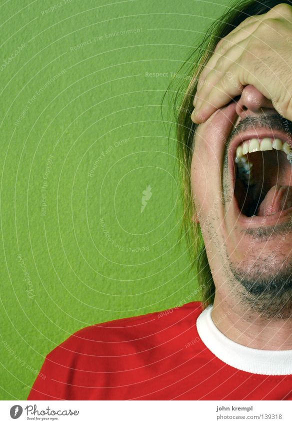 merda! Italien grün rot schreien Porträt Hand unrasiert Wahnsinn laut Angst Panik Wut Ärger Mann europameister Europameisterschaft Gesicht Schmerz auweh au weh
