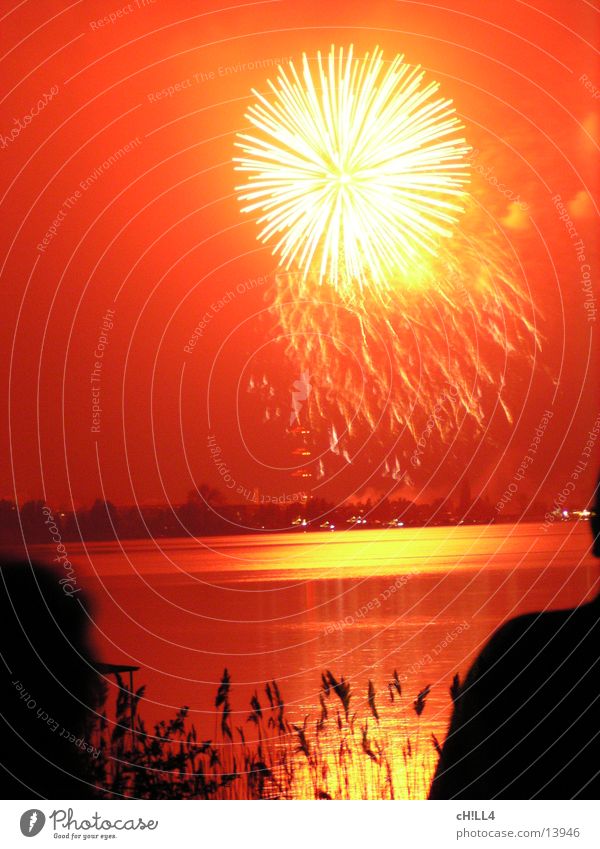 red firework rot Explosion Nacht Licht Reflexion & Spiegelung Schilfrohr Stimmung Freizeit & Hobby Feuerwerk Kugel baumblüte baumblütenfest Feste & Feiern