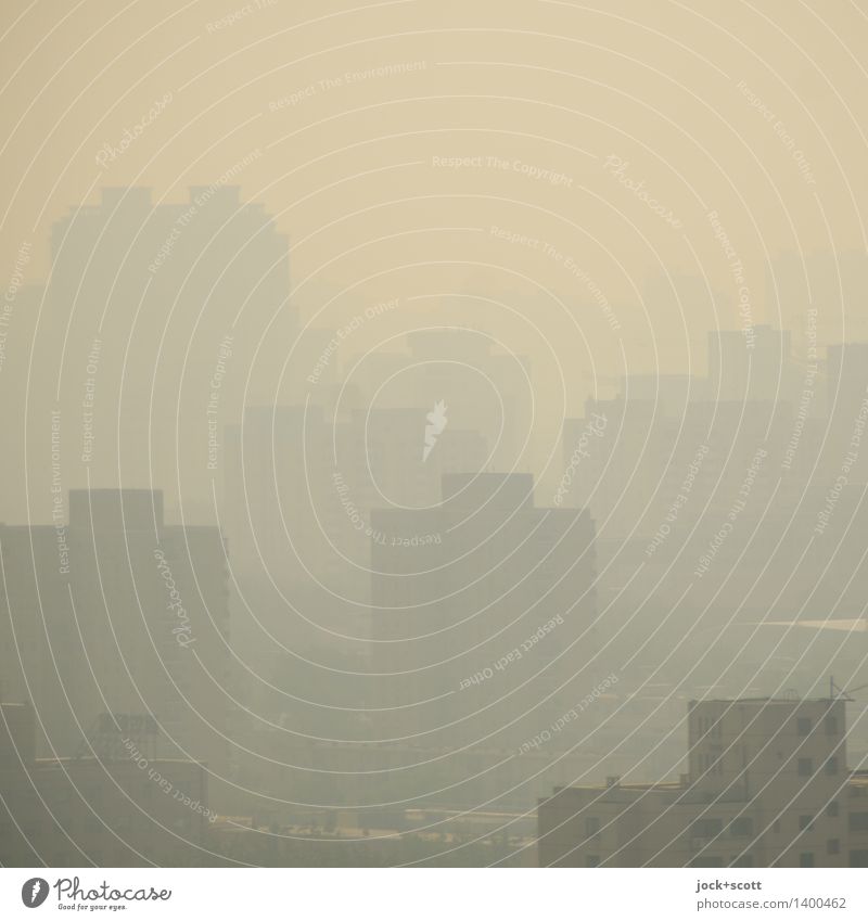 Smog in der City Klimawandel Peking Hauptstadt Stadtzentrum Hochhaus Hemmungslosigkeit Endzeitstimmung Umweltverschmutzung Umweltkatastrophe Feinstaub