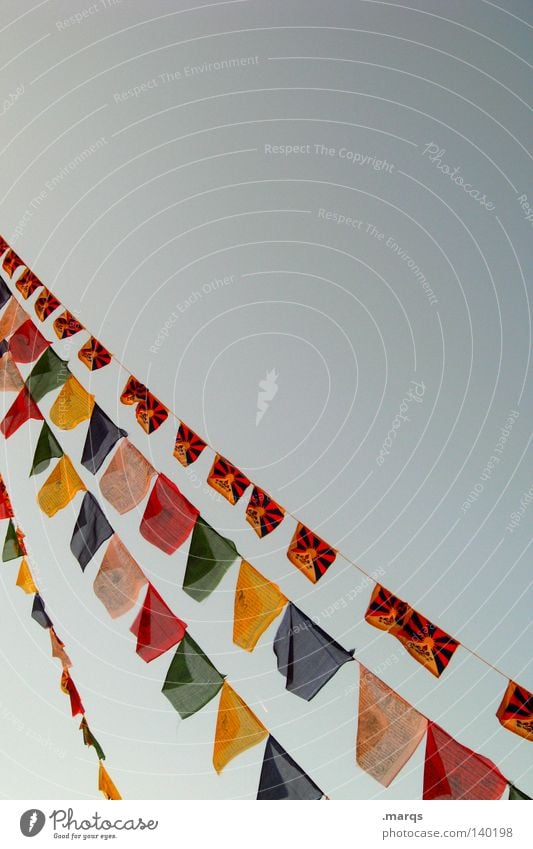 Free Tibet rot blau gelb mehrfarbig Wind frei Freiheit Fahne flattern hängen Gebet Politik & Staat Gebetsfahnen Sommer Frieden Dekoration & Verzierung red blue